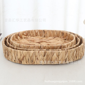 In stock: gourd grass tray, photography decoration tray, handmade woven household multi-functional <b>storage</b> tray, living room - Product Image 2