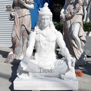 Tevi intagliato a mano dio indiano scultura religiosa in pietra naturale marmo bianco signore Shiva statua per la decorazione - Product Image 4