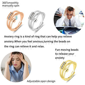 Anillo de Compromiso con Cuentas Giratorias de Piedras Preciosas, Diseño Moderno 2026, Chapado en Oro y Cobre, Joyería de Moda para Mujer - Product Image 2
