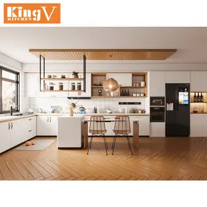 KINGV 2024 modern dapur terbuka perlindungan lingkungan bahan tahan air hewan peliharaan atau HPL kualitas tinggi dapur