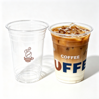 Gobelet en plastique PET jetable de qualité supérieure avec logo personnalisé, 12 oz, 16 oz, 24 oz, de qualité alimentaire, transparent, pour café, boissons, avec couvercle, pour bubble tea