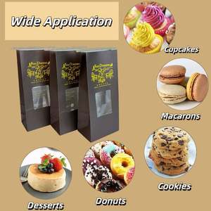Tin Tie Bakery Bags with Window Pastry Packaging Coffee Beans Brown Kraft Paper Bag Coffee Bags Custom Printed Customized <b>Box</b> - Product Image 3