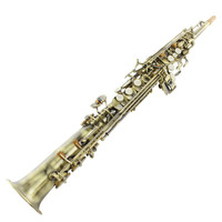 Antique Green Lacquered Finish Adjustable Bb Straight Soprano Saxophone Bakelite Head for Student Professional Band Performance