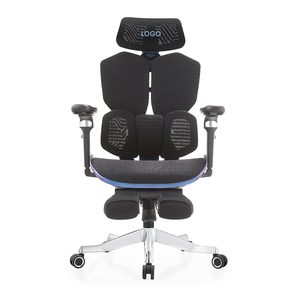 Sillas Gamer Pro con Base de <span class=keywords><strong>Aluminio</strong></span> Personalizada, Reposabrazos 6D, Silla Ergonómica Gamer de Malla Completa, Silla de Juego Reclinable con Reposapiés - Product Image 3
