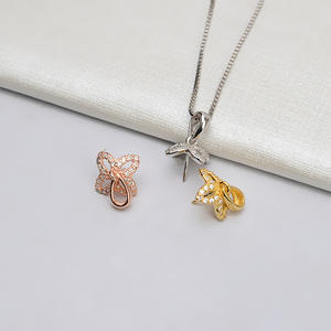 S925 Silver and Gold Baotou Pendant 8-9 Pearl Pendant Empty DIY <b>Jewelry</b> <b>Tray</b> Semi Finished 780-<b>Jewelry</b> Findings & Components - Product Image 3