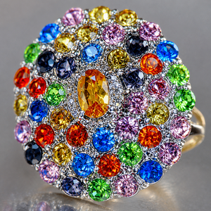 Anello Floreale Stellato per la Notte di Natale, Gioiello di Moda con Gemme Colorate per Donne - Product Image 5