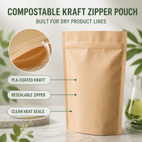 Sachet Doypack Industriel Compostable en Kraft Testé OWS avec Fermeture Zip Refermable