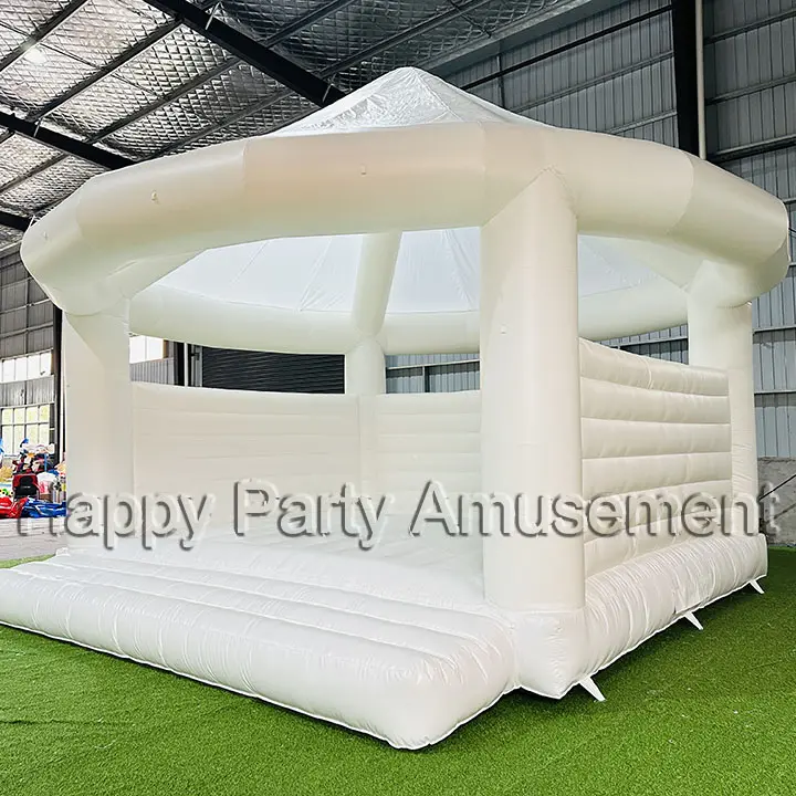 Alquiler de fiesta de boda Casa de rebote blanca gorila comercial inflable con techo