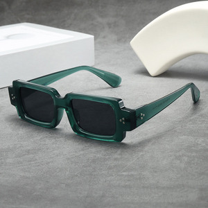 Damen Luxus Retro Unisex Sonnenbrille Hochwertige Erwachsene Vintage Schmales Rechteck Grüner Rahmen Schwarz Rosa Linse PC Anpassbar - Product Image 4