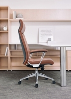 Chaise de bureau pivotante, chaise de direction marron pour le personnel de bureau
