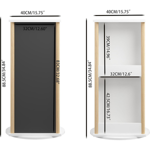 Bibliothèque rotative Montessori pour enfants, étagère à livres tournante à 3 niveaux, étagère de rangement pour jouets en bois avec tableau noir - Product Image 3