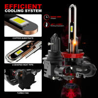 Phare Led U50 H4 H7 H11 9005 Play et Plug 70W 7000LM 3570 Puces 6000K Ventilateur Silencieux U Tube Cuivre Étanche Canbus