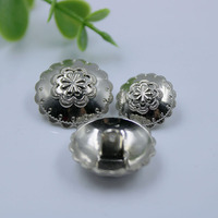 Botón de vástago de Metal de aleación de cúpula redonda de flor personalizada, botón de costura trasero de vástago de latón antiguo dorado plateado para ropa