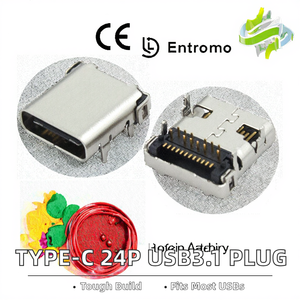 Jack USB 3.1 <b>Type</b>-<b>C</b> Female Front <b>Plug</b> Connector DSC-0083 LCP Material 0.5m Length - Product Image 2