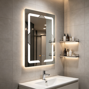 <span class=keywords><strong>Miroir</strong></span> de salle de bain rectangulaire moderne personnalisé YIDA, nouveau modèle, avec éclairage LED, montage mural, commande tactile, lumières tricolores, <span class=keywords><strong>miroir</strong></span> argenté - Product Image 3