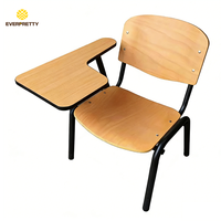 Chaise d'étudiant individuelle en bois avec tablette d'écriture, certifiée CE, pour mobilier de salle de classe moderne et salles de formation universitaires