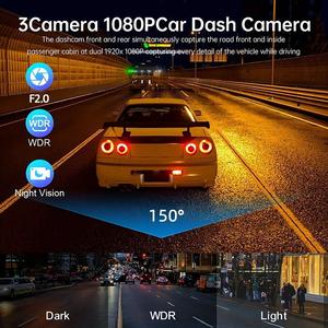 กล้องติดรถยนต์ Wanshe 3 ช่องทาง บันทึกภาพคมชัดระดับ HD 1080P พร้อมระบบมองเห็นในเวลากลางคืน หน้าจอ 2.4 นิ้ว มุมมองกว้าง 150 องศา รองรับการ์ด TF - Product Image 3