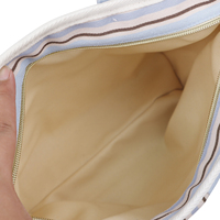Tas Tote Kanvas Kapasitas Besar dengan Logo yang Dapat Dikustomisasi, Tas Selempang Kasual Wanita Bergaris untuk Promosi Merek