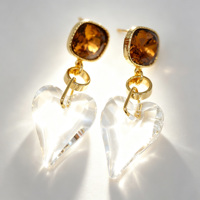 Boucles d'oreilles Coquette Esthétique Cœur Transparent Plaqué Or 18K Tendance Goutte Coussin Bijoux Statement Unisexe pour Anniversaire