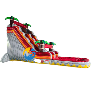 Toboggan aquatique gonflable tropical Fire Island de 18 pieds à une voie avec ballons rebondissants, lave volcanique et piscine à éclaboussures - Product Image 4