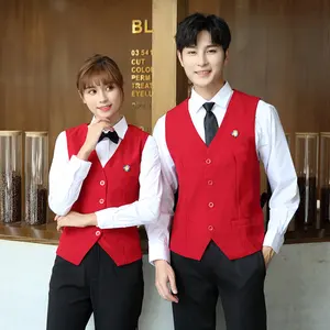 V-neck fashion restaurant staff vest can be matched with shirt Hot selling sleeveless cardigan vest Waiter