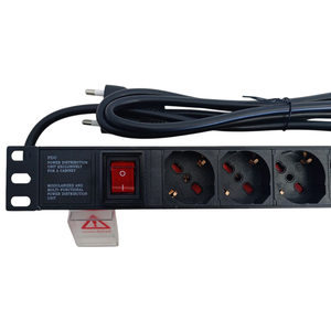 8 Way Power Strip <b>With</b> European <b>Plug</b> For 19 Inch Rack Cabinet Illuminated <b>Switch</b> - Product Image 3