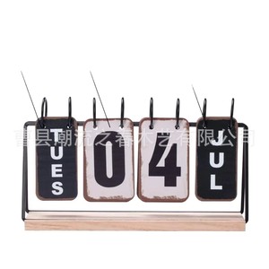 New cross-border 2026 wooden desk <b>calendar</b> stand with wrought iron perpetual <b>calendar</b> base, office flip <b>calendar</b> stand with - Product Image 3