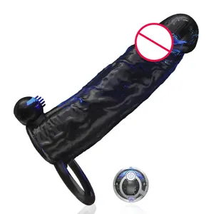 Rechargeable Vibrating TPE Penis Sleeve Condom For Men Sleeve penis for Male 10 vibration modes