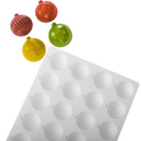Moule à chocolat en silicone personnalisé 28 cavités mini circulaire petite boule colorée de Noël pour la décoration sur le thème de Noël
