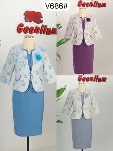 Venta Directa de Fábrica, Trajes Formales de 2 Piezas para Mujer, Tallas Grandes, Vestidos para Iglesia, 100% Poliéster, Largo hasta la Rodilla, Ropa para Ocasiones Especiales - Product Image 3