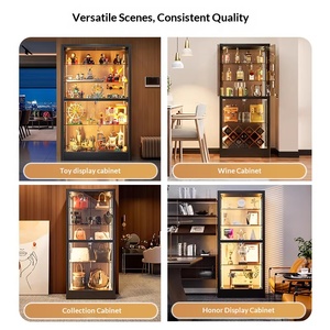 Vitrina de Vidrio Resistente Hecha a Medida con Luz LED, Exhibidor Multinivel a Prueba de Polvo para Coleccionables de <span class=keywords><strong>Lego</strong></span>, Figuras, Sala de Estar - Product Image 4