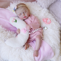 R & B New Premium Reborn Baby Doll Vinilo realista para niños pequeños con simulación de calor corporal Juguete suave para niñas con atuendo cosido a mano