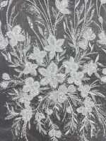 Tissu en dentelle blanche à sequins et perles en gros
