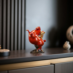 Statue de singe porte-bonheur Feng Shui traditionnel chinois en laiton, animal du zodiaque peint, décoration de bureau et de maison, pour le succès professionnel et la prospérité - Product Image 4