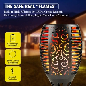 Luces Solares de Jardín para Exteriores con 96 LED, IP65 Impermeables, Diseño de Llama de Fuego, Recargables y con Sensor de Luz - Product Image 4