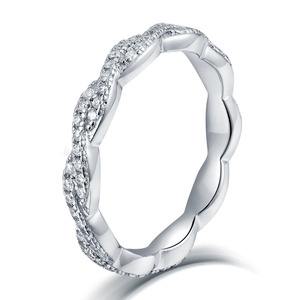 Anillo de Compromiso de Oro Rosa con Circonita Cúbica Chapada en Rodio para Mujer, Diseño de Espiral, de Sun Star Jewelry Supplier - Product Image 1