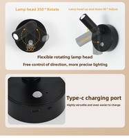 Lampu Dinding LED Mini Modern ABS Isi Ulang USB Sensor Kontrol Jarak Jauh Putih Hangat (3500K) untuk Rumah Kantor, Pemasangan di Dinding