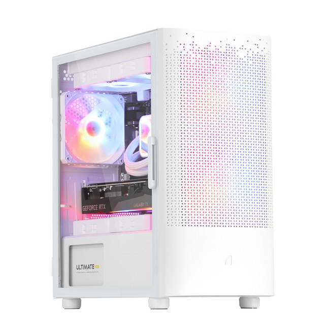 ABKO G21M WH M-ATX High Airflow Gaming PC Case with 2x 140mm + 1x 120mm RGB Fans USB 3.0 Tempered Glass Steel