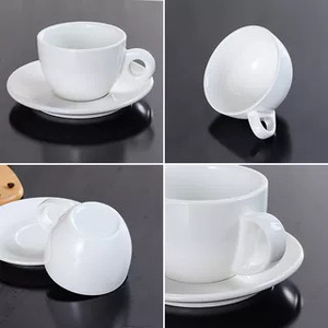 Ensemble de tasses à café en céramique blanche pure, design minimaliste moderne, style européen, <span class=keywords><strong>tasse</strong></span> à cappuccino et latte, capacité 200 ml-500 ml, latte art - Product Image 3