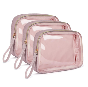 Clear Travel Makeup <b>Bag</b> with <b>Zipper</b> Closure Large-Capacity Waterproof Material Stylish for Women's Toiletry Cosmetic <b>Storage</b> - Product Image 1