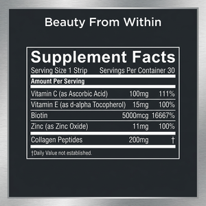 Venta Directa de Fábrica: Tiras de Vitaminas Orales Disolubles sin Azúcar para un Cabello, Piel y Uñas Más Fuertes, Biotina de Alta Potencia - Product Image 2