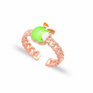 Anillo ajustable con diseño de manzana verde, venta al por mayor, joyería de plata de ley 925, fruta elegante, diseño bonito, joyería de plata de ley 925 - Product Image 2