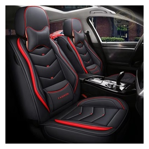 Juego completo de cojines de <span class=keywords><strong>asiento</strong></span> de <span class=keywords><strong>coche</strong></span> de lujo Four Seasons con 5 fundas de <span class=keywords><strong>asiento</strong></span> <span class=keywords><strong>Protector</strong></span> de cuero PU impermeable en color rojo elegante - Product Image 1