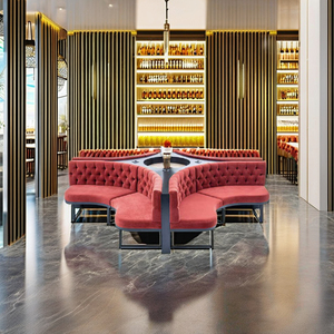 Sofá Moderno Personalizado para Restaurante, Asiento de Comedor Comercial, Banqueta Tapizada con Tela, Tablero de Madera, Tamaño y Color Personalizables - Product Image 3