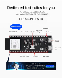 Módulo WiFi y Bluetooth Ebyte E101-S3MN8-PS-TB, Módulo WiFi y Bluetooth de Doble Núcleo con MCU, Módulo Bluetooth 5.0 ESP32-S3, Placa de Prueba - Product Image 2
