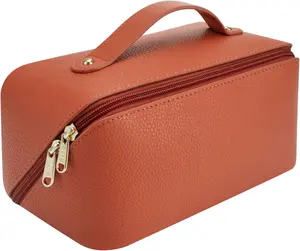 Multi-functional Portable Makeup Bag Large Capacity Faux Leather Travel Cosmetic Bag For Women