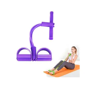 Pedal de pé fitness 4 tubo, corda para exercícios, resistência, sentar-se na cintura fina, yoga