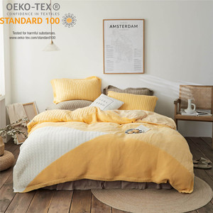 Dn 暖かい冬用高級ソフトニットスロー アクリル 4セット ケーブル編み ベルベット キルト 羽毛布団カバー ベッドシーツ ホームデコレーション付き - Product Image 1