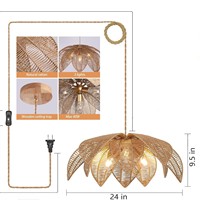 Lustre Bohème Rustique Transfrontalier à LED, Finition Dorée, Forme Fleur, Idéal pour Salle à Manger et Îlot de Cuisine