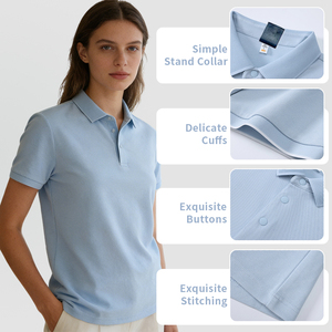 Camiseta de Negocios de Algodón de Color Sólido de Alta Gama con Logotipo Bordado Personalizado, Cuello Doble para Hombre, Transpirable y Absorbente de Humedad - Product Image 2